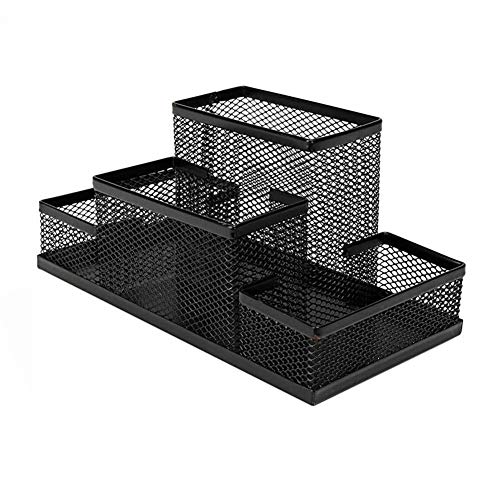 1PC Escritorio Suministros Organizador Multifuncional De Escritorio Del Carrito De Malla Metálica Stationery Office Caja Del Organizador Del Almacenaje Para El Negocio Casero Negro Escuela Cover