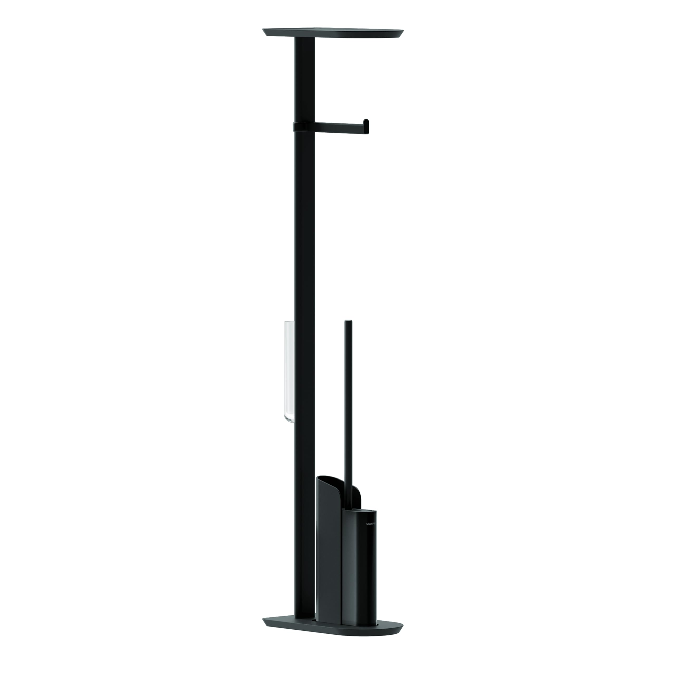 Cosmic Toilet Brush with Toilet Roll Holder - Black - Silicone - FLAT Collection