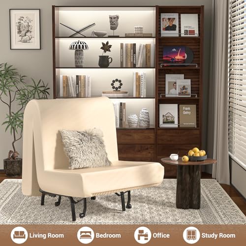 Unikito Folding Sofa Bed, Folding Bed with 5” Tri-fold Mattress, Fold Out Couch with Sturdy Metal Frame, Portable Rollaway Guest Bed for Adults, Foldable Bed for Living Room Apartment Bedroom Office