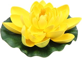 Homoyoyo Flor De Loto Flotante Artificial De Espuma para Decoración De Acuarios - Estanques y Jardines - 17 Cm Color Amarillo Ideal para Bodas y Eventos
