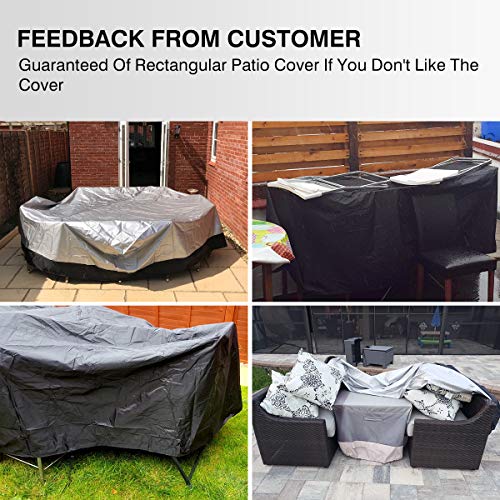 king do way Outdoor Patio Furniture Covers, 315x180x74cm 420D Oxford Polyester Extra Large Size Furniture Set Covers Fits to 12-14Seat Black 124''x70.87''x29.13'' - Thumbnail 2