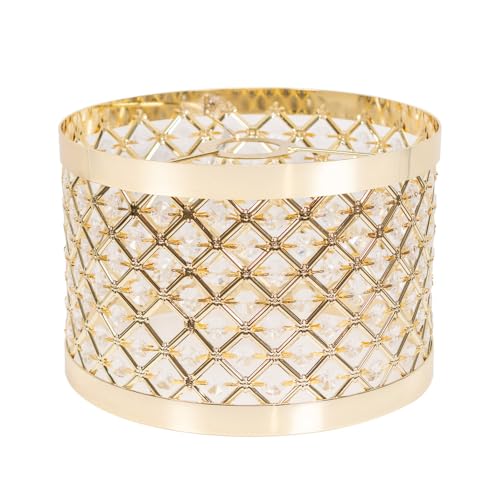 ValueLights | Gold Easy Fit Metal Cut Out Lampshade Acrylic Jewel Drum Ceiling Light Shade | Shades, Home Décor & Improvement Essential | 24cm Shade Width