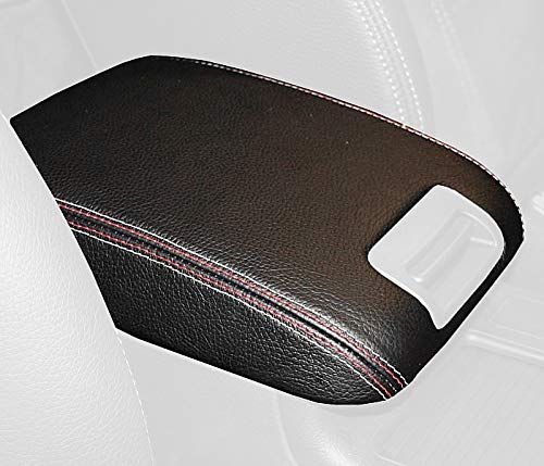 RedlineGoods armrest Cover - Extended Compatible with Subaru WRX/STI 2015-21. Tailor Made - not Universal. Genuine top-Grade Italian Black Suede (Alcantara) with Red Thread