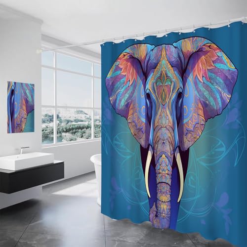 Rideau de douche mandala 150x180 cm avec crochets pour salle de bain