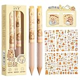Hyleara Capybara Stifte Set, 2 Stk Radierbarer Kugelschreiber mit 6 Aufklebern und 2 Magnetisches Lesezeichen, Capybara Sachen, Radierbare Stifte für Schule, Büro, Capybara-mitgebsel(Blau)