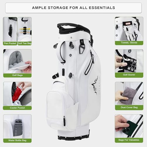 Lightweight Golf Stand Bag with 5 Way Full-Length Dividers, Semi-Concealed Stand, Folding Base, Adjustable Dual Straps and 8 Pockets - Image 5