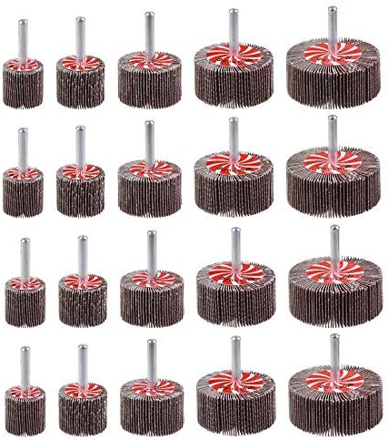 20 Pcs 5 Sizes 60/80/120/240 Grits Abrasive Flap Wheel Sander
