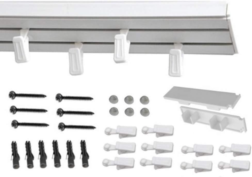 1- / 2-Section Curtain Rail Set Pre-Drilled With Side Cover And Curtain Rolls, 2-läufig Gardinenschiene, 360cm (2x 180cm)