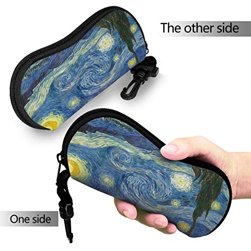 Starry Night Glasses Soft Case With Carabiner, Ultra Light Portable Sunglasses Eyeglasses Case Neoprene Zipper For Women And Men #TOP5