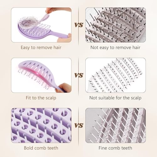 Image of Detangling Hair Brush,Curly & Straight Hair for Women Men,Portable Vented Paddle Brush for Wet Dry & Damaged Hair,Salon & Home Personal Use (Purple)