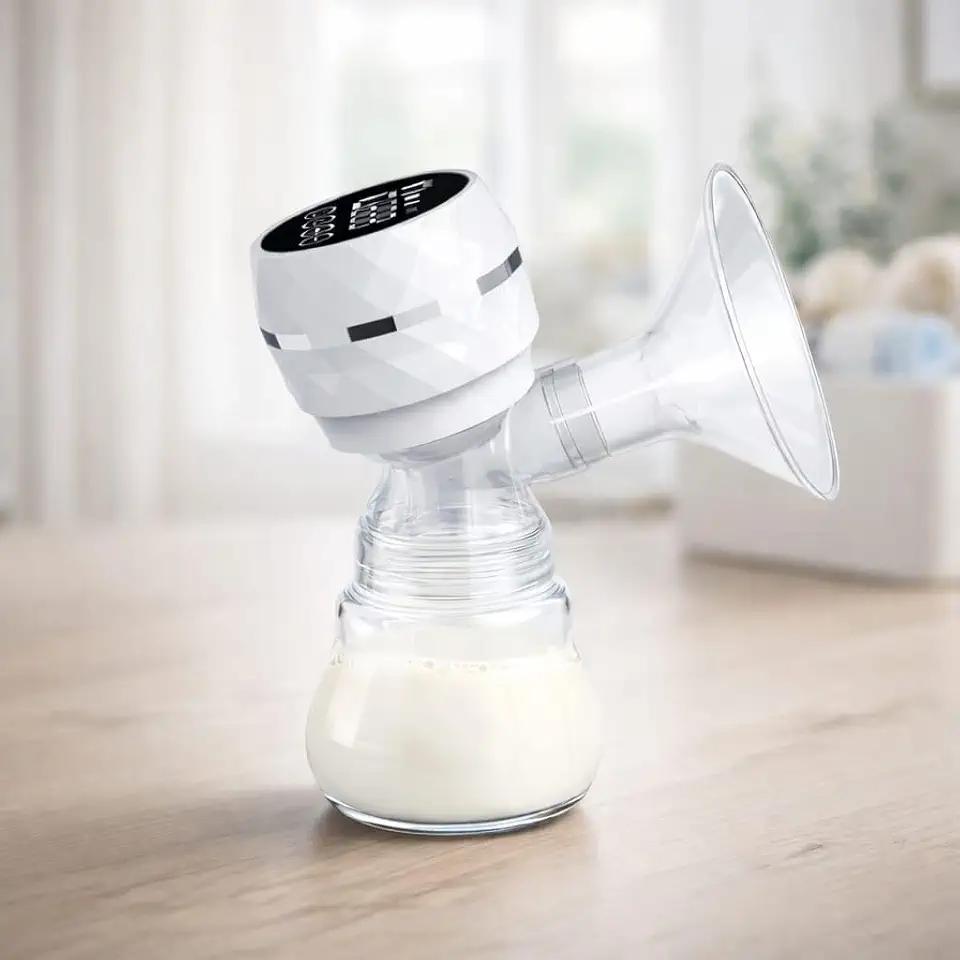 Bomba de Tirar Leite Elétrica, Portátil e Silenciosa – Extrator de Leite Materno Confortável, Compacta e Discreta com Massageador de Mama, Tela LED, 2 Modos e 9 Níveis de Sucção (BRANCO)