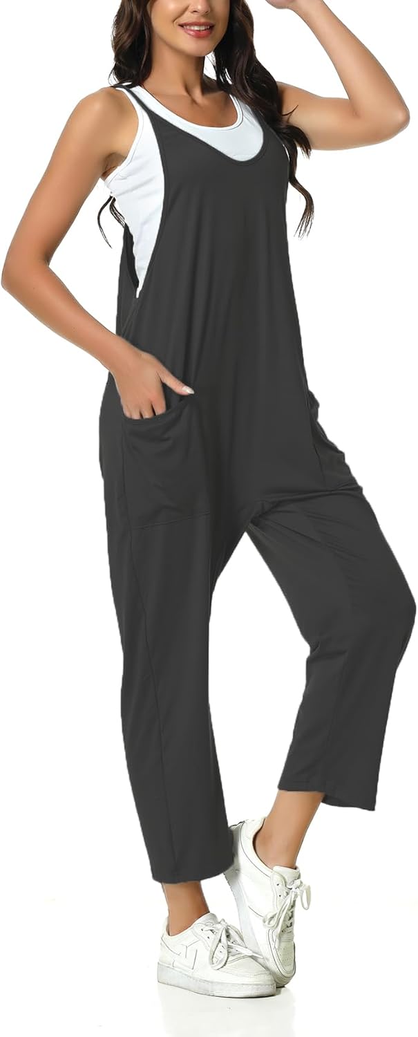 Rompers for Women Casual Summer Jumpsuits Sleeveless Loose Spaghetti Strap Overalls Jumpers - Image 2