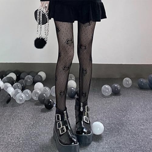 Image of Y2K Patterned Sheer Tights for Women Gothic Punk Thigh High Pantyhose Harajuku Lolita Bandage Fishnet Stockings