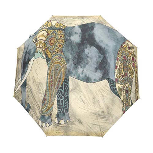 Parapluie automatique robuste et élégant avec motif éléphant d'art abstrait