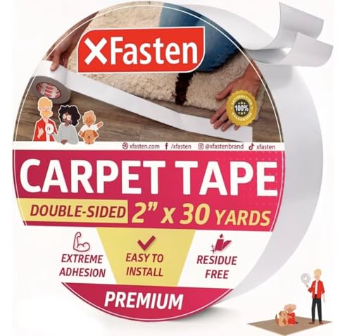 XFasten Double Sided Carpet Tape for Area Rugs, 2 Inch...