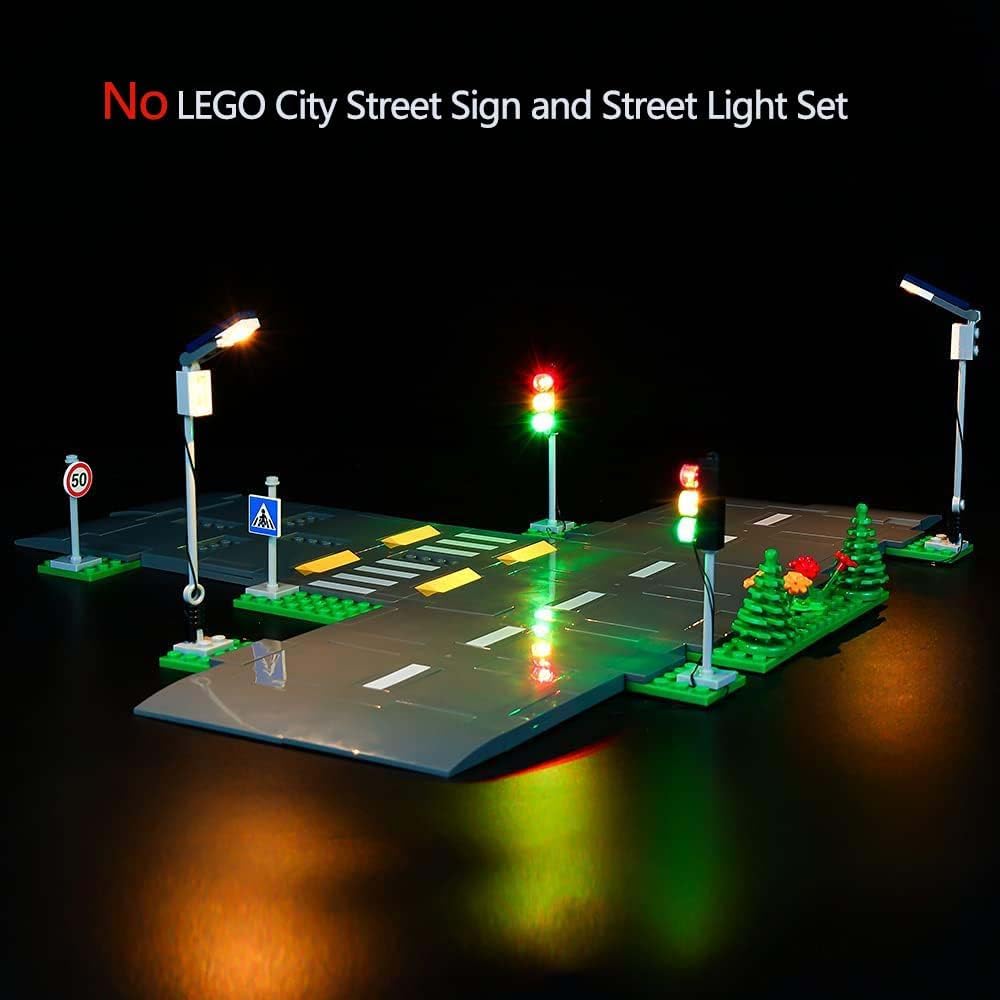 Kyglaring LED Lighting Kit Compatible with Lego City Road Plates 60304 Building Blocks, Upgraded Light Accessories for Lego Street Plates Building Set (Lights Only, No Model Sets)
