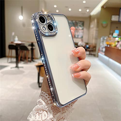 Coque silicone souple iPhone 12 Pro Max bleu strass
