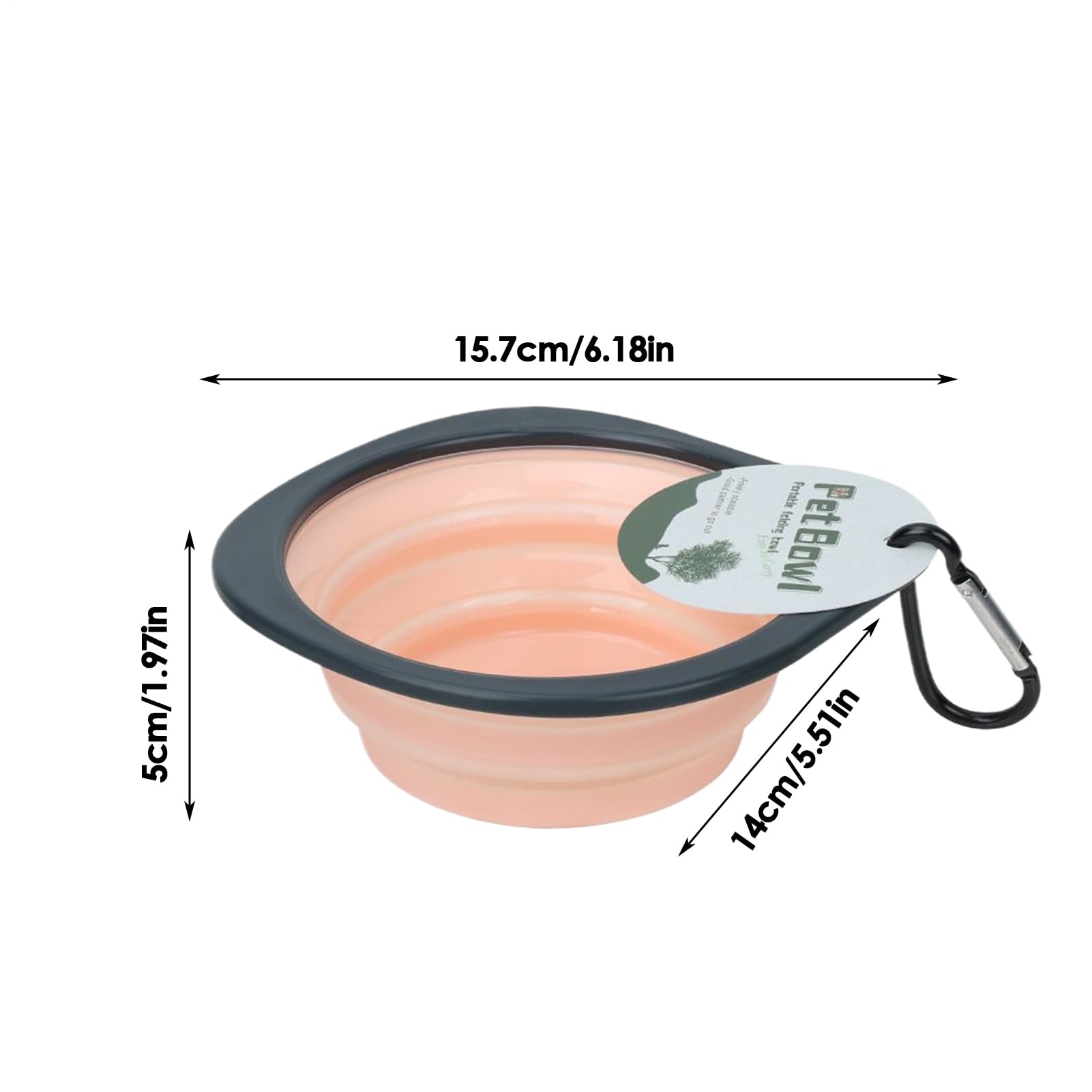 Foldable Dog Bowl, Portable Water Bowl Folding Dish, Food Container Feeder with Carabiner Clip, Travel-Friendly Pet Watering Dish for Outdoor Hiking, Walking, Camping Use, 15.7x14x1.1cm Blue Pink