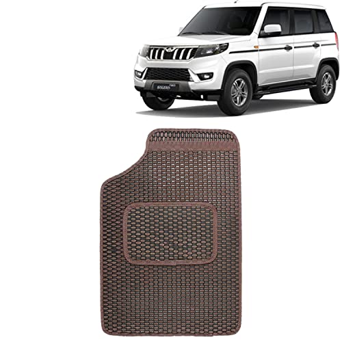 Image of Kingsway Dotted Design Car Floor Foot Mats Universal Fit for Mahindra Bolero Neo, Model Year : 2021 Onwards, Water and Dustproof, Color Brown, Set of 5 Pieces