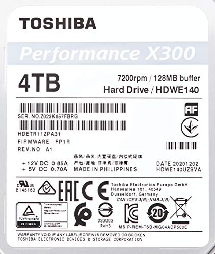Image of Toshiba X300 4TB 7200RPM 128MB 3.5 inch SATA HDD (HDWE140EZSTA)