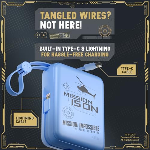 Image of Mobilla x Mission: Impossible - MPower X2 Limited Edition Powerbank | 27W High-Speed Output | 10000mAh Battery | Built-in Type-C & Lightning Cables | Dual Fast Charging Ports | Battery Display (Blue)
