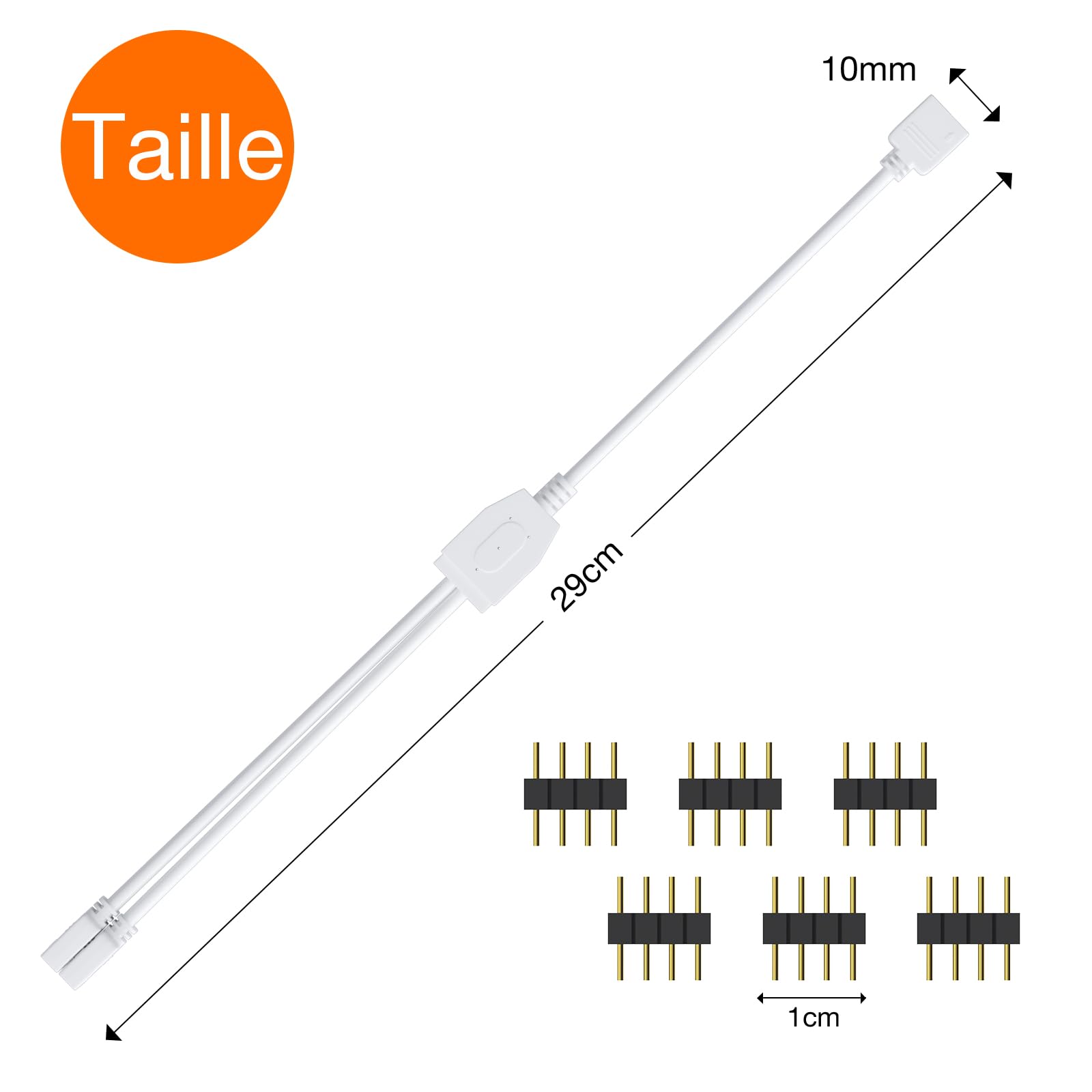 REDTRON Kit de connecteurs pour ruban LED 4 Broches Diviseur 1 à 2 Câble Accessoires DIY 5050 3528 2835