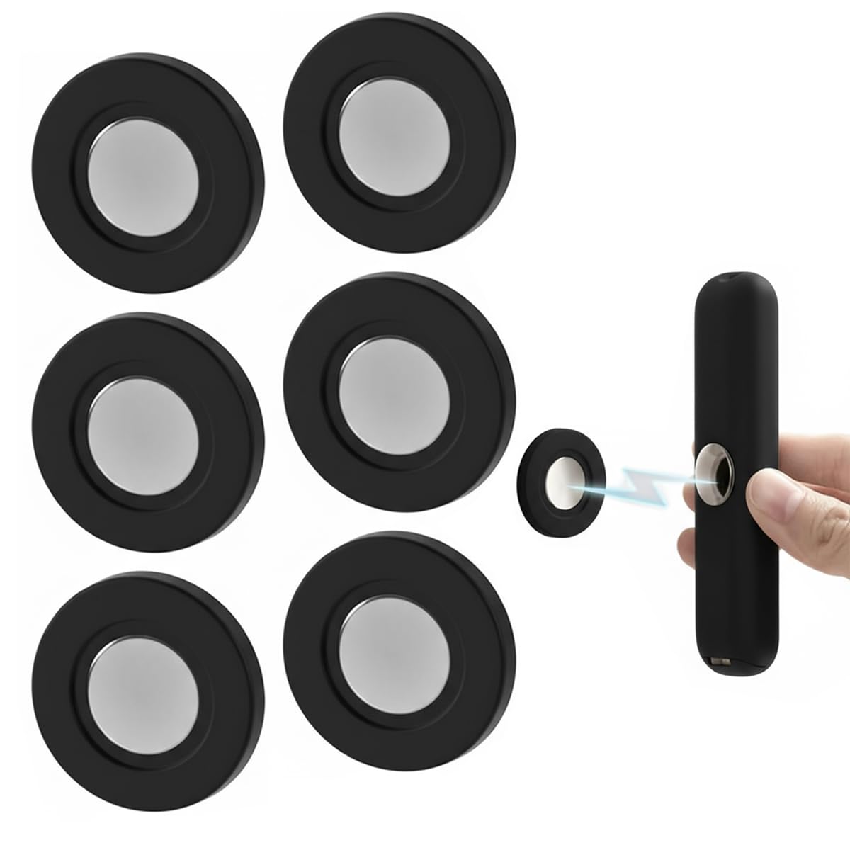 Jurqqer Magnetic Remote Control Holder Wall Mount [Upgraded Super-Strong] Multi-purpose Magnetic Organizer Storage Stand for TV & Appliance Remote, Self-Adhesive No Drilling Mount, 6 Pack, Black