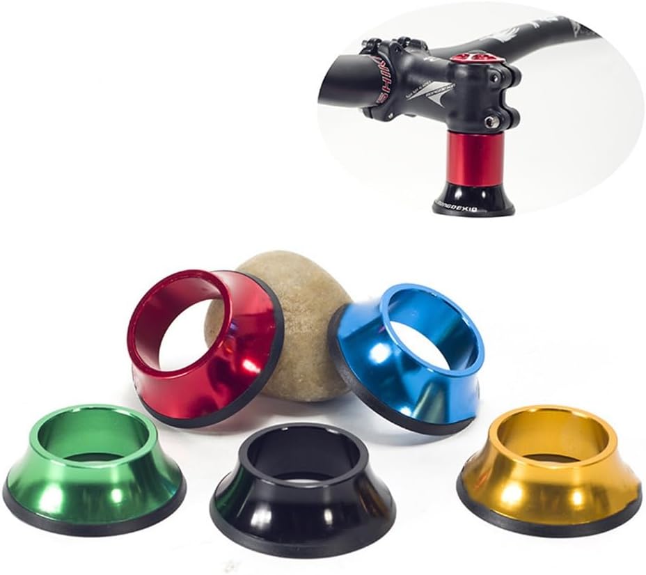 Bike Bicycle Fork Washer Stem Headset Conical Spacers Raise Handlebar Ring 1-1/8" Adjustment Aluminum Alloy Cycling Accessory for Bikes(Black)