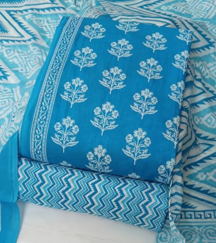 Image of DRAVINAM Trends Women's Premium Cambric Cotton Jaipuri Printed Unstitched Salwar Suit Dress Material with Mulmul Cotton Dupatta
