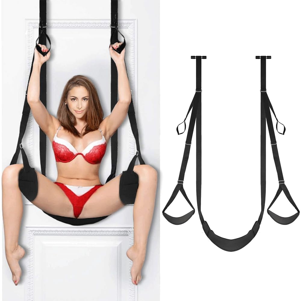 GeRRiT Balançoire de Suspension adaptés au Yoga en Salle avec siège réglable et élingue de Porte divisée Noir, W0301
