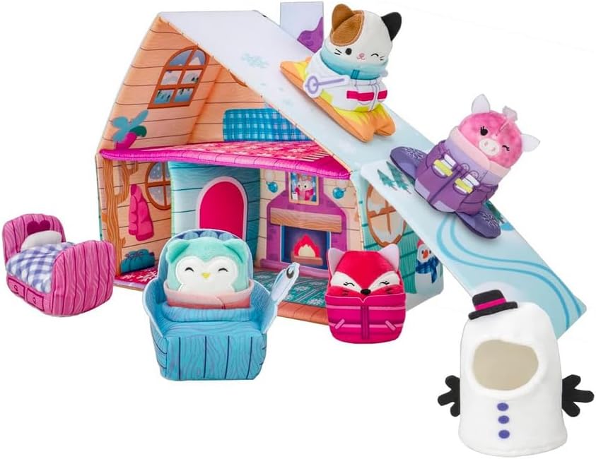 Squishville Ski Chalet Playset | Cozy Winter Fun | Includes 4 Squishmallows