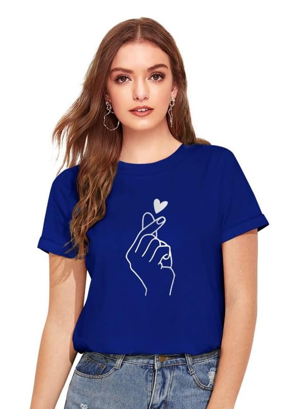 Women's Cotton T-Shirt (Royal Blue, Size:M)-picture-29