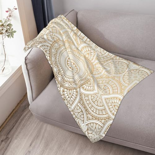 Poacnip Mandala Gold Flannel Fleece Blanket Lightweight Cozy Bed Blankets Soft Throw Blanket Fit Couch Sofa thumb #5