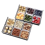 2Pcs 6-Grid Appetizer Serving Tray Snack Platter Removable Containers Multifunctional Serving Tray for Dried Fruit Tray Candy Snack Serving Plate Holder for Thanksgiving Home Party