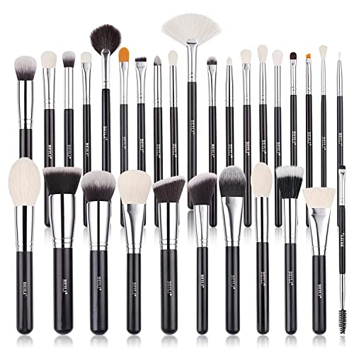 BEILI Makeup Brushes 30pcs New Variant Professional Makeup Brush Set Natural Goat Hair Premium Synthetic Kabuki Foundation Blending Brush Face Powder Blush Concealers