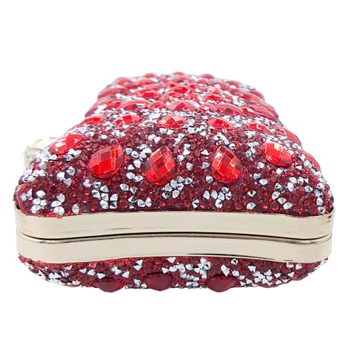 Image of Boutique De FGG Mini Pearl Clasp Crystal Clutch Purses for Women, Evening Bags Wedding Handbag, Party Rhinestone Clutch Bag