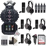 Zoom H8 8-Input / 12-Track Digital Handy Audio Recorder + Four Zoom ZDM-1 Podcast Mic Pack Accessory Bundle + Accessory Kit