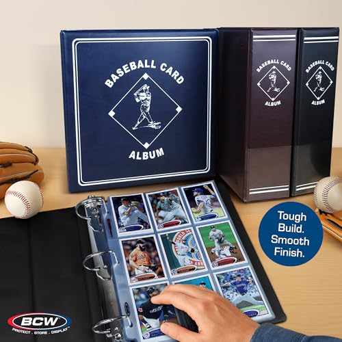 BCW Supplies 3" Baseball Album - Black | Premium Durable Binder for 90 Baseball Cards Heavy-Duty D-Ring, Lasting Durability, and Classic Display | Ideal for Collectors, Storage, and Card Protection - Thumbnail 6