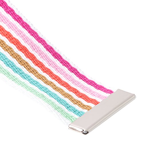 Feamos Stripe Belts for Women Waist Belt for Shorts with Double D-Ring Buckle Canvas Casual (White & Rainbow)4