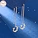 925 Sterling Silver Wave Cuff Earrings with Sparkly Cubic Zirconia Wrap Tassel Earrings for Women Dangle Earrings Threader Chain