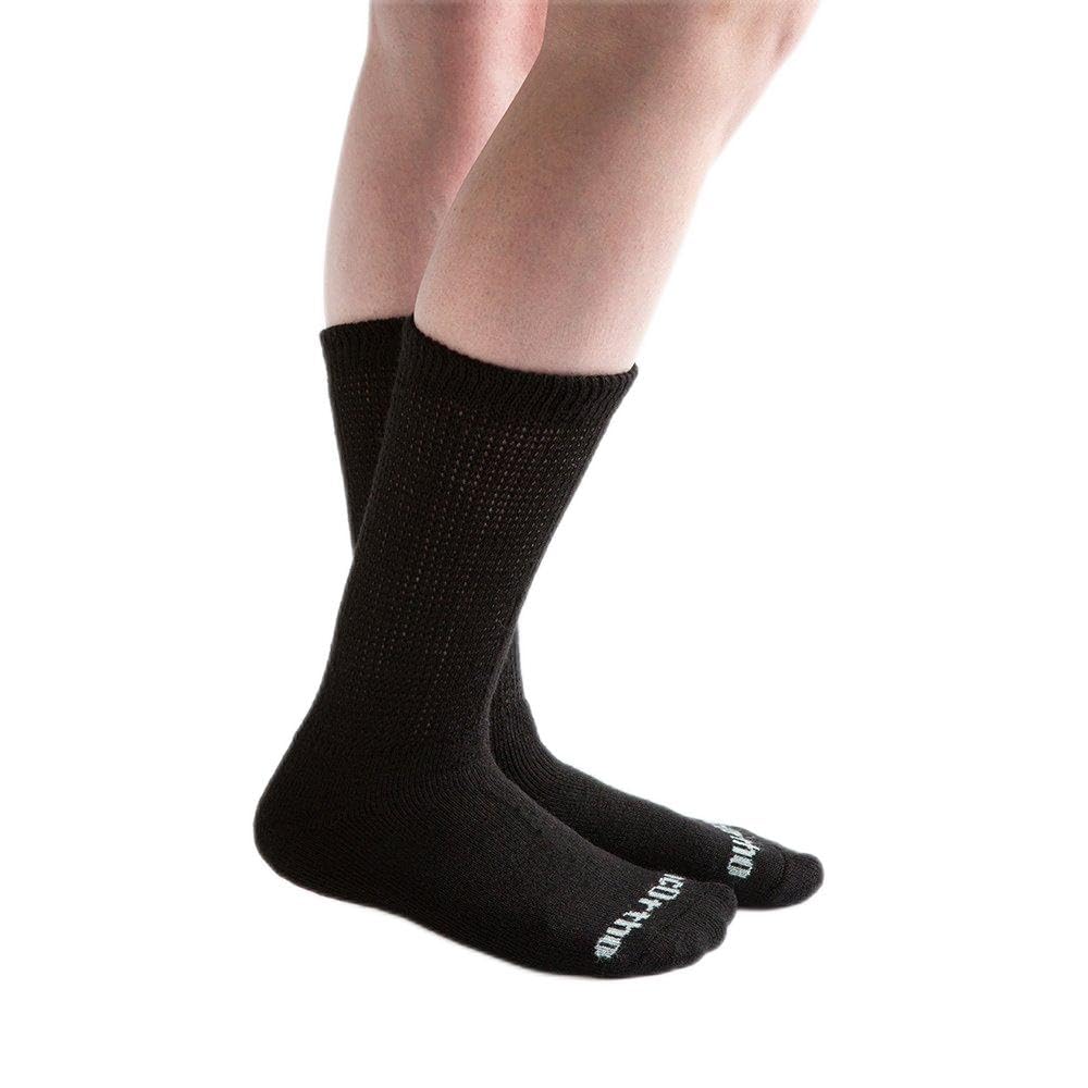 Doc OrthoUltra Soft Loose Fit Diabetic Socks for Men and Women, 3 Pairs, Crew - Black