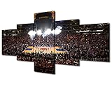 TUMOVO New York Decor American Basketball Stadium Pictures Sports Paintings 5 Panel Canvas Wall Art Madison Square Garden Artwok Home Decor for Living Room Giclee Framed Ready to Hang, 50' Wx24 H
