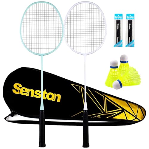 Image of Senston Professional Badminton Rackets Set of 4 - Carbon Fiber, 6 Shuttlecocks, 4 Grips & Bag for Backyard Games | 90g Lightweight