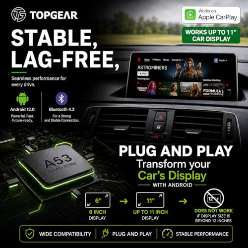 Image of TOPGEAR Ai Box for CP | Carlink | Android Converter | Picasso | Smart Car Media Box | for Wired Carplay Cars Only | 16GB Storage | Plug & Play CP Protocol Adapter | Upgrade Your Car Infotainment