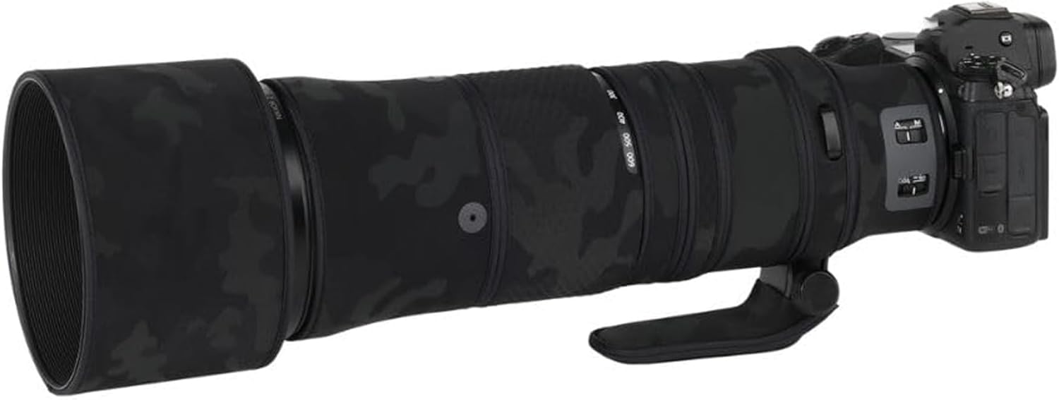 ZZQ&CCF Waterproof Camo Lens Cover for Nikon NIKKOR Z 180-600mm f/5.6-6.3 VR Camouflage Lens Rainproof Protective Cover #Shadow Camo Black