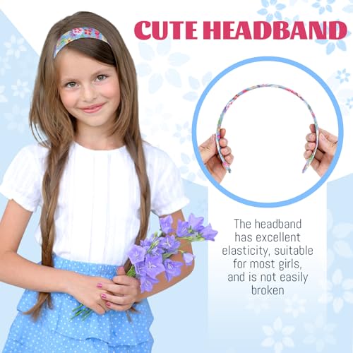 Lawie 16 faixas de cabelo coloridas de plástico elástico com estampa floral para meninas, faixas de