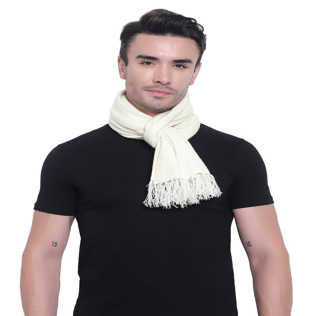 Mens Winter Woolen Muffler (CREAM)-image-4