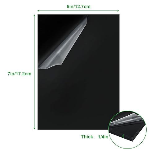 Miniatura 2 de Acrux7 Paquete de 6 hojas acrílicas de plexiglás negras de 5 x 7 pulgadas, hoja acrílica fundida negra de 14 de pulgada de grosor con papel