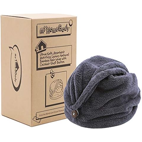 myHomeBody Toallero de Pelo | Turbante de Secado rápido | Fibra de bambú Absorbente Ultra Suave Cover