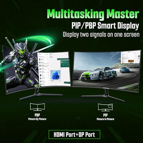 Image of SANSUI 27 Inch 280Hz Curved Gaming Monitor,WQHD 280Hz / HD 400Hz Dual Mode,1500R Curved Computer Monitor, HDR400 135% sRGB 5000:1 Contrast Ratio, PIP /PBP,OD 1ms AI Crosshair,HDMI2.1 * 2, DP1.4,VESA